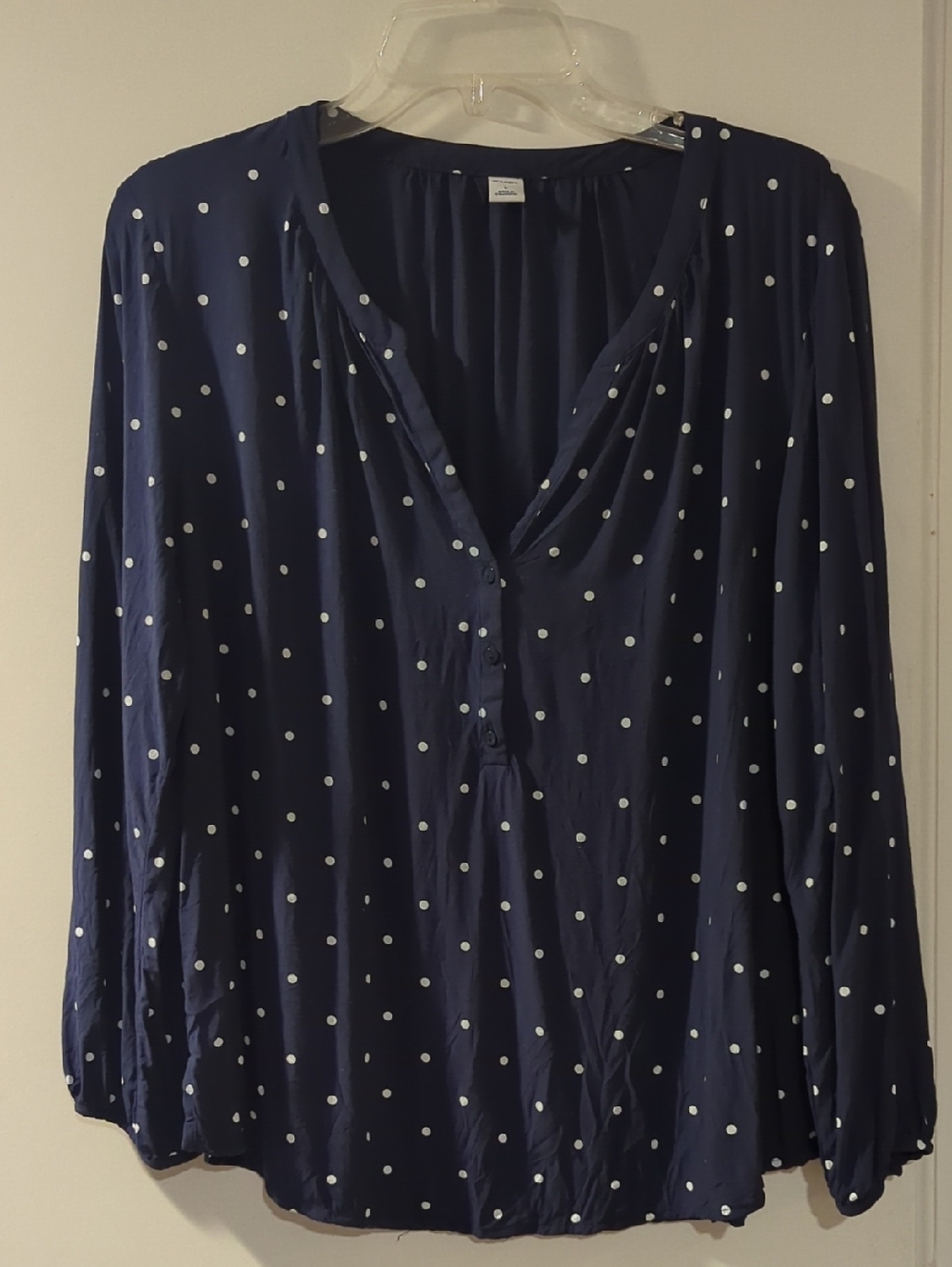 Old Navy Navy Blue V-Neck Button Blouse